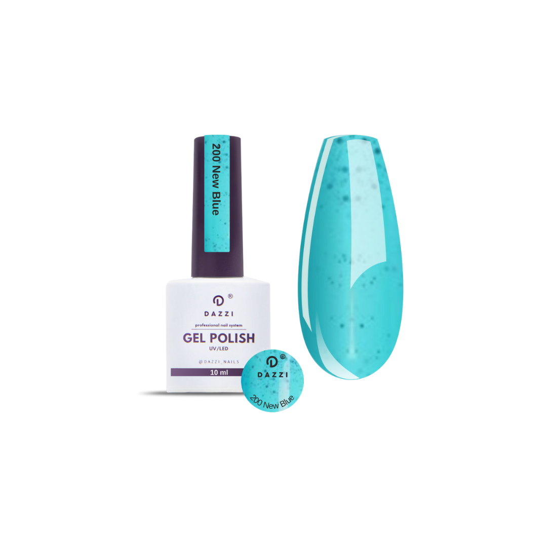 Vernis semi permanent "New Blue" 200, bleu / miettes noires, 10ml