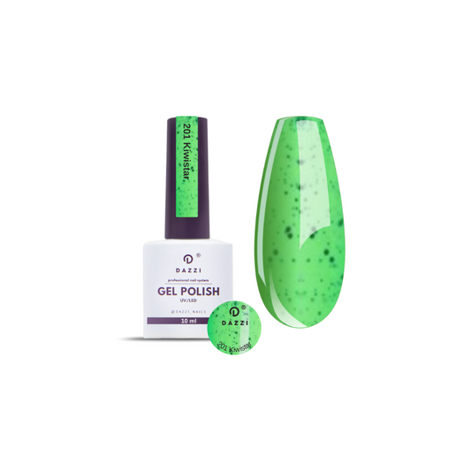 Vernis semi-permanent "Kiwistar" 201, vert / miettes noires, 10ml