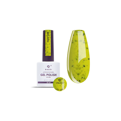 Vernis semi-permanent "Jello" 202, jaune / miettes noires, 10ml