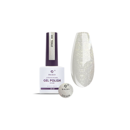 Vernis semi-permanent semi-transparent "Toile" 116, or / paillettes, 10ml