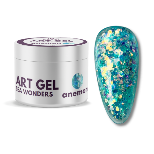 Art Gel pailleté Sea Wonders "Anemon", blue, 5gr