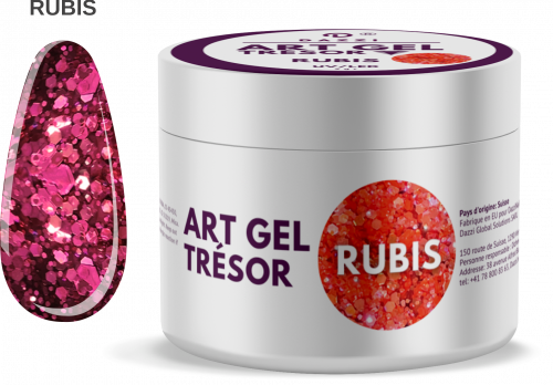 Art Gel pailleté Tresor "Rubis", rouge, 5gr