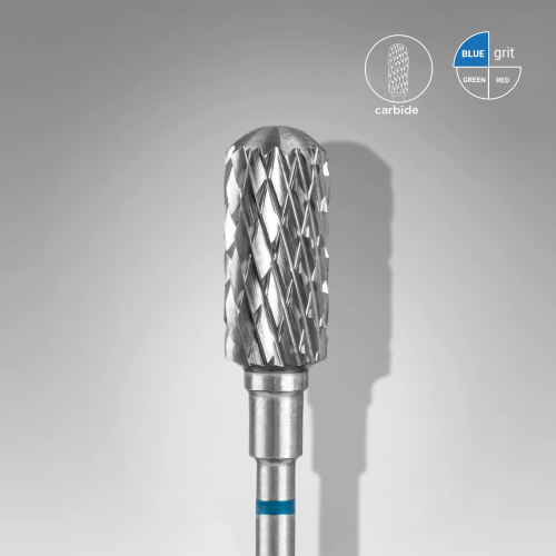 Foret À Ongles En Carbure, « Cylindre De Sécurité » Arrondi, Bleu, Diamètre Tête 6 Mm/Partie Active 14 Mm