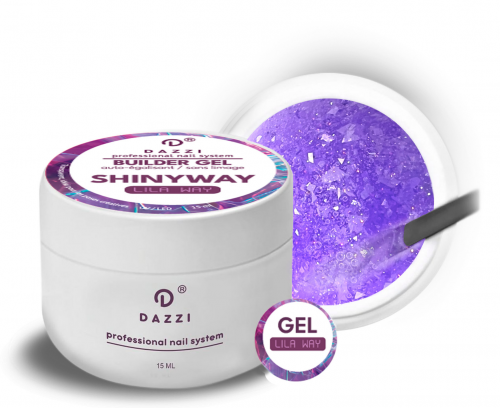 Gel transparent Shinyway, auto-égalisant extrêmement pailleté "LILA WAY", violet intense 15 ml