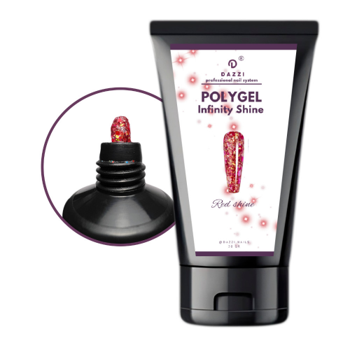 Polygel pailleté "Infinity Shine RED SHINE", 30 gr