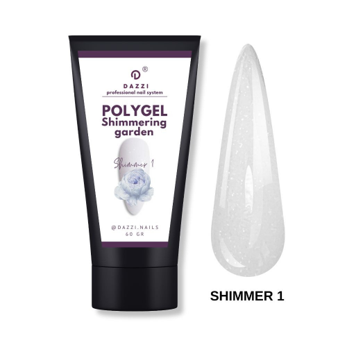 Shimmer polygel "Shimmer 1", blanc laiteux, 60gr