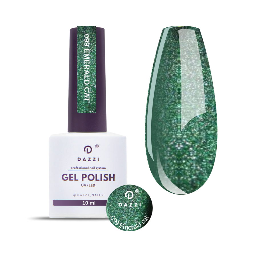 Vernis semi permanent Cat Eye 9D "Emerald cat" 099 10ml vert