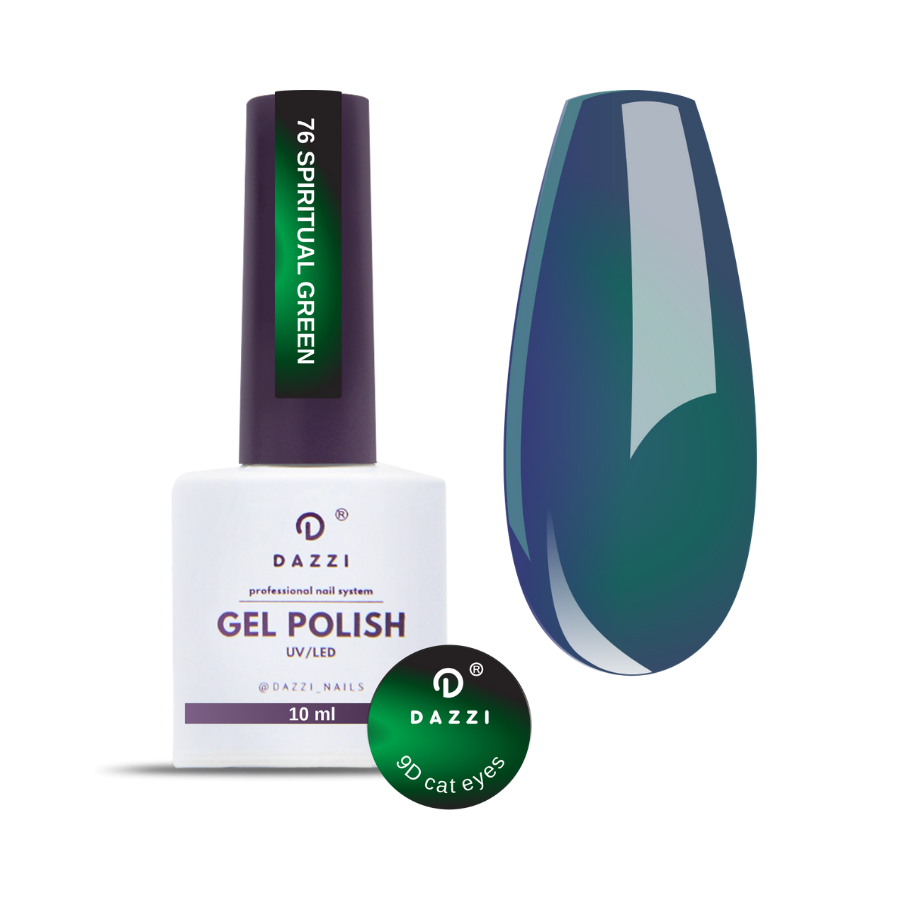 Vernis Semi Permanent Cat Eye 9d "Spiritual green" 076, vert, 8ml