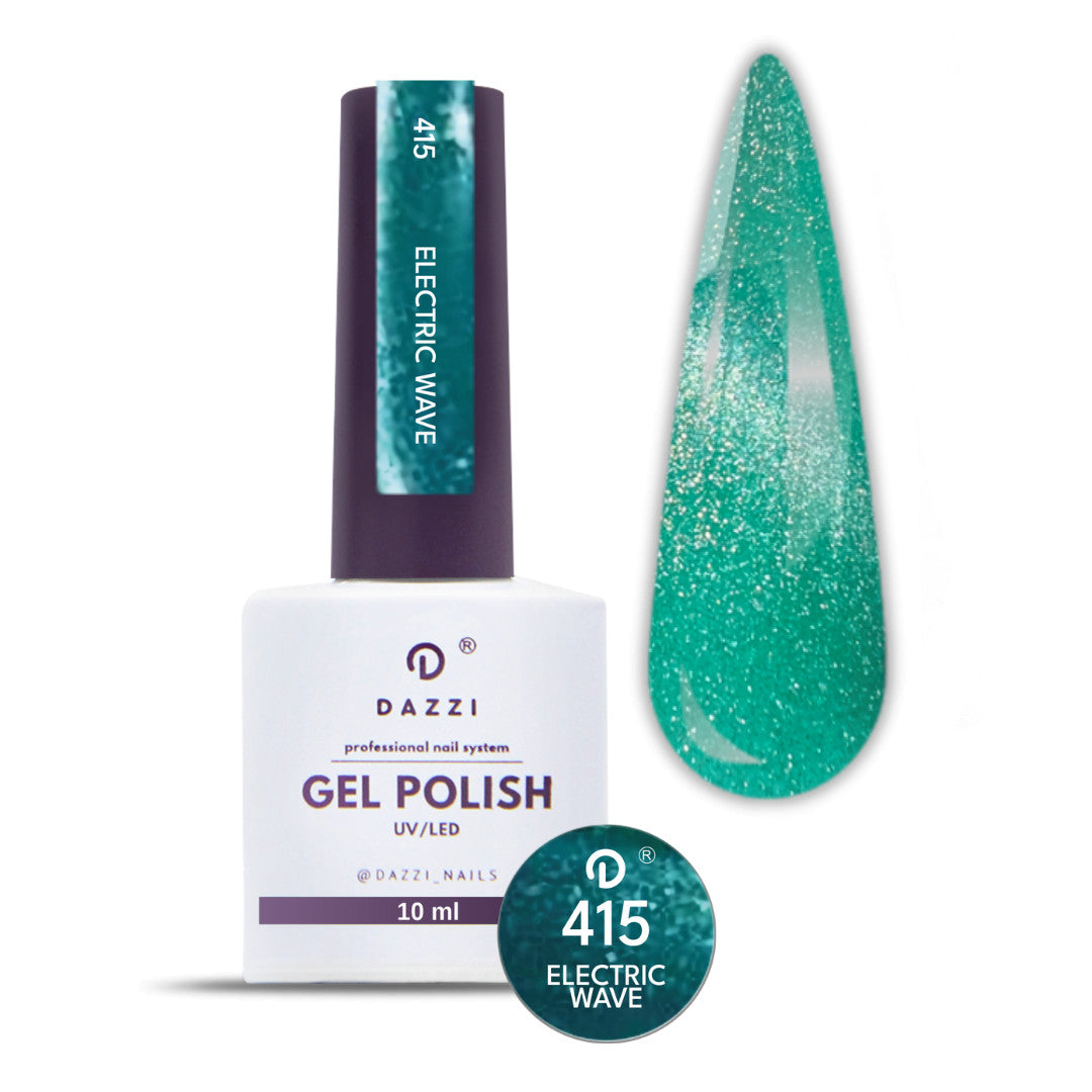 Vernis Semi Permanent "ELECTRIC WAVE" 415, vert / effet œil de chat - 10ml