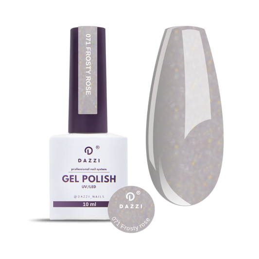 Vernis semi-permanent "Frosty Rose" 071, gris / pailleté 10ml