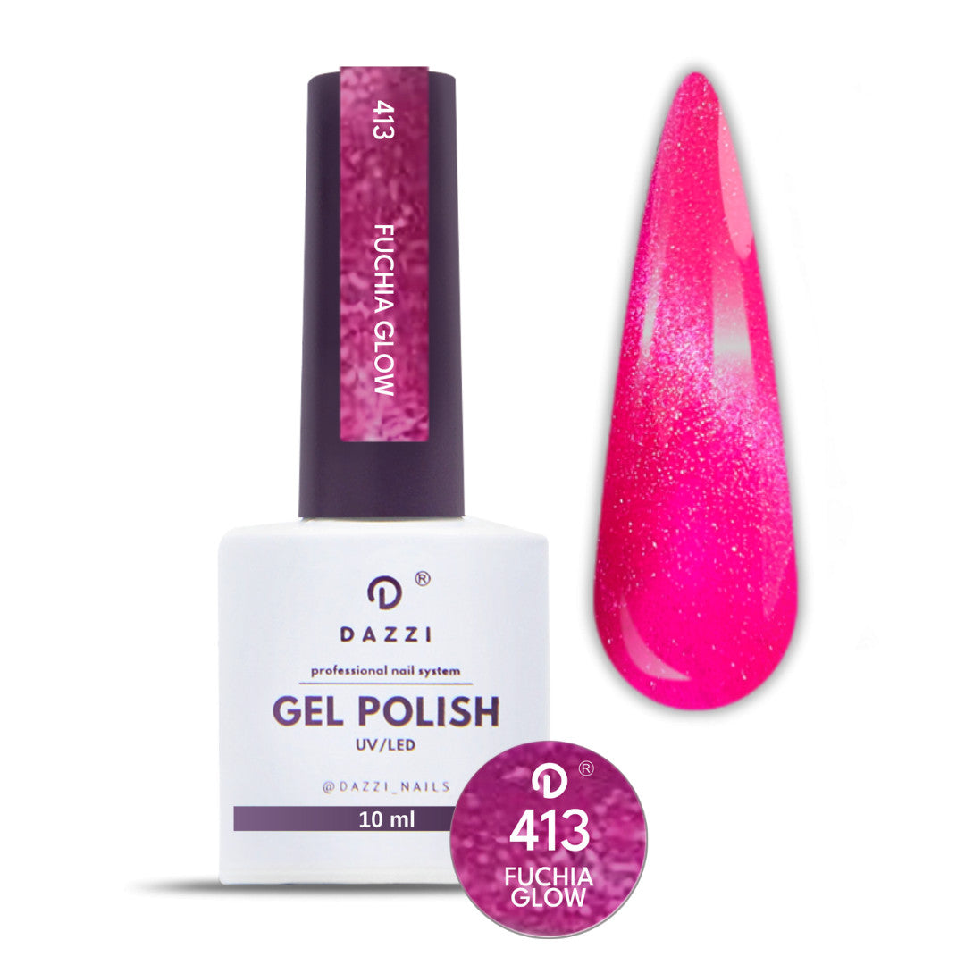 Vernis Semi Permanent "FUSHIA GLOW "413, rose / effet œil de chat - 10ml