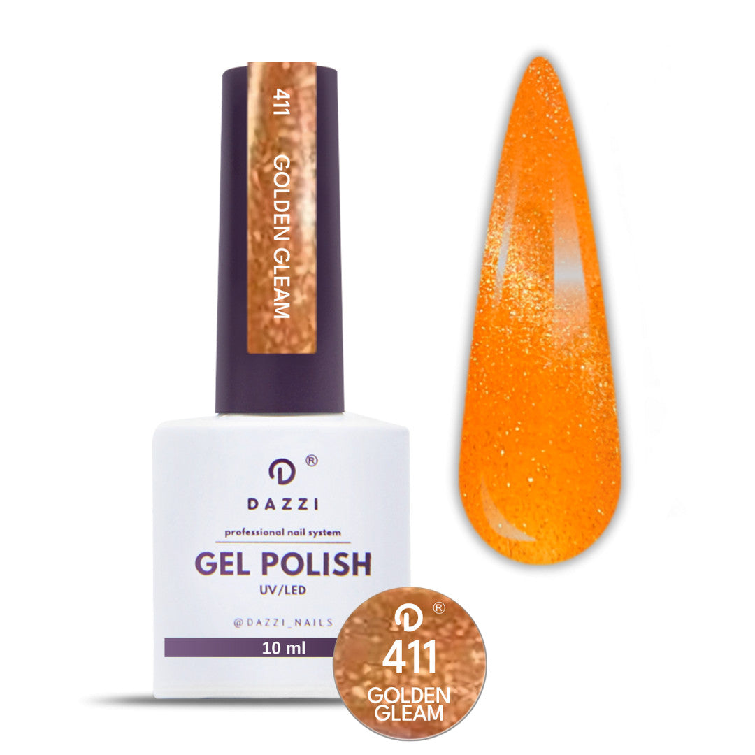 Vernis Semi Permanent "GOLDEN GLEAM "411, orange / effet œil de chat - 10ml