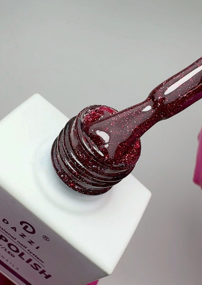 Vernis semi-permanent réfléchissant / très pailleté "Cannatonic" 139, rouge / bordeaux, 10ml