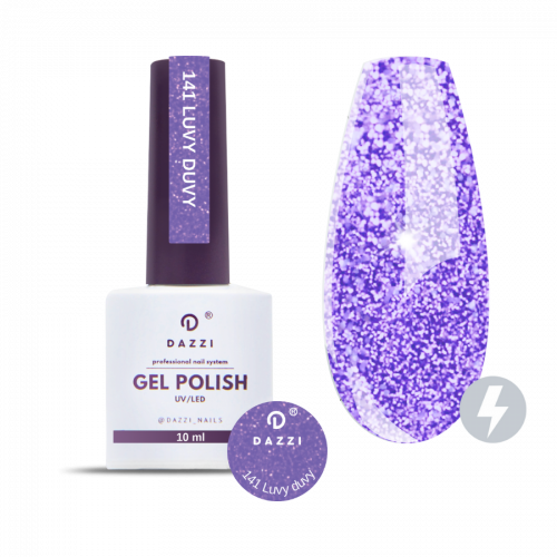 Vernis semi-permanent réfléchissant / très pailleté "Luvy Duvy" 141, violet, 10ml