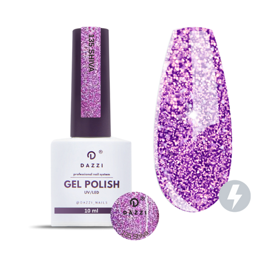 Vernis semi-permanent réfléchissant / très pailleté "Shiva" 135, violet, 10ml