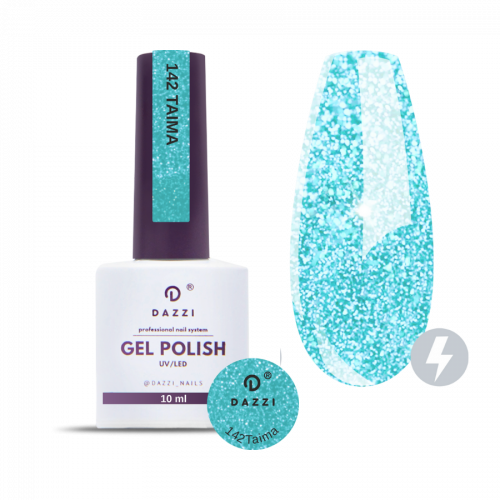 Vernis semi-permanent réfléchissant / très pailleté "Taima" 142, turquoise, 10ml