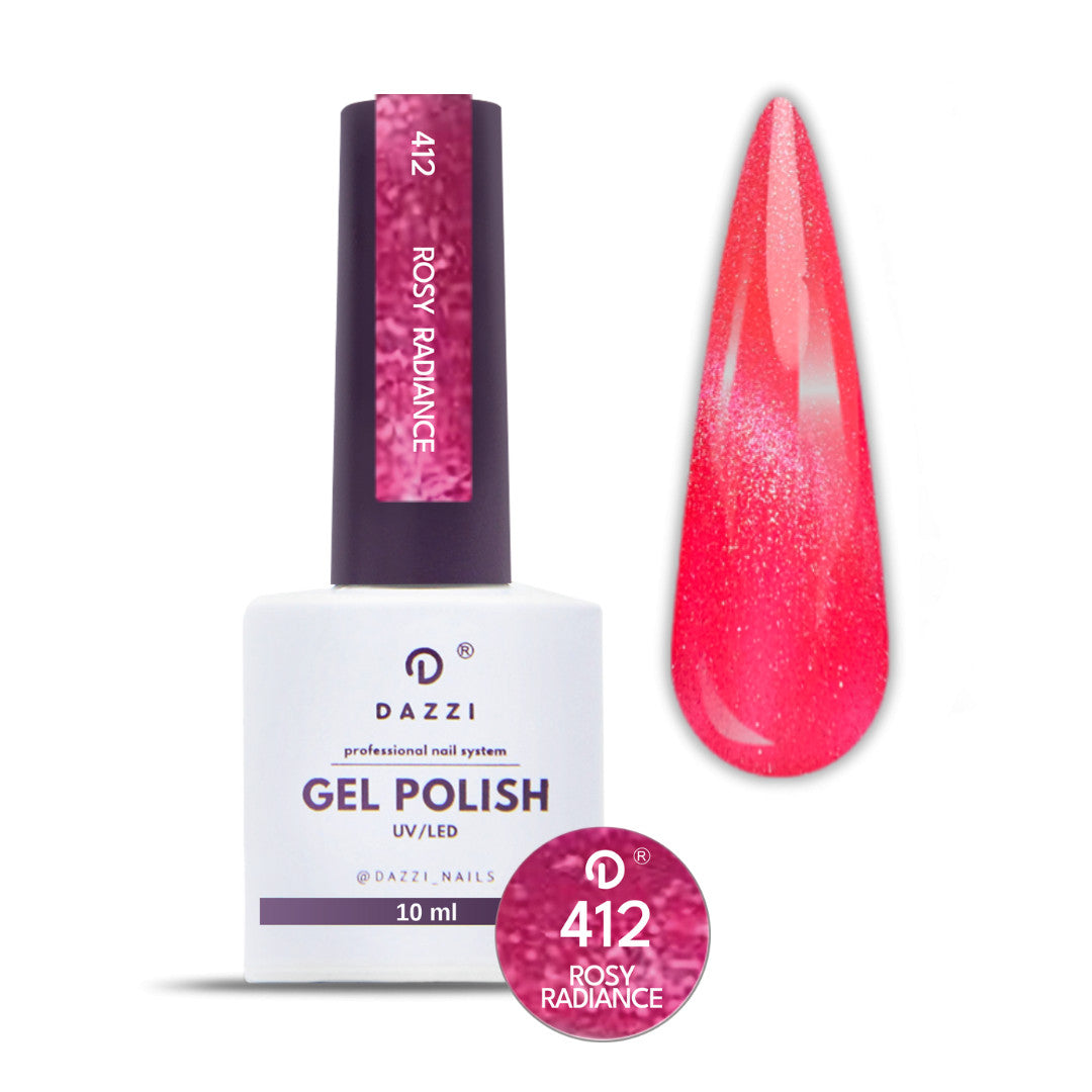 Vernis Semi Permanent "ROSY RADIANCE "412, corail / effet œil de chat - 10ml