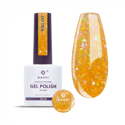 Vernis Semi Permanent "Tien" 243, or / orange, 10ml