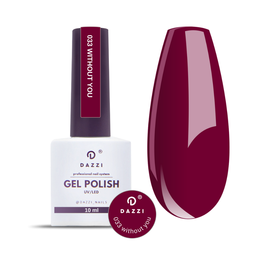 Vernis semi-permanent "Without you" - 033 bordeaux 10 ml